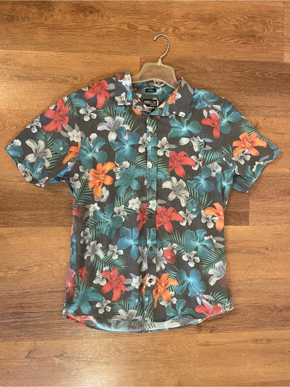 O'Neill Men's XL Floral Hawaiian Surf Beach Casual Button Down Short Sleeve